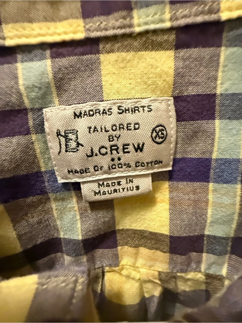 2 J.Crew Madras Plaid Shirts XS 100% Cotton Heritage Preppy Bundle